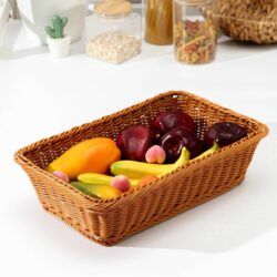 Корзина для продуктов, 40×25×10 см, плетёная, пластик, коричневая